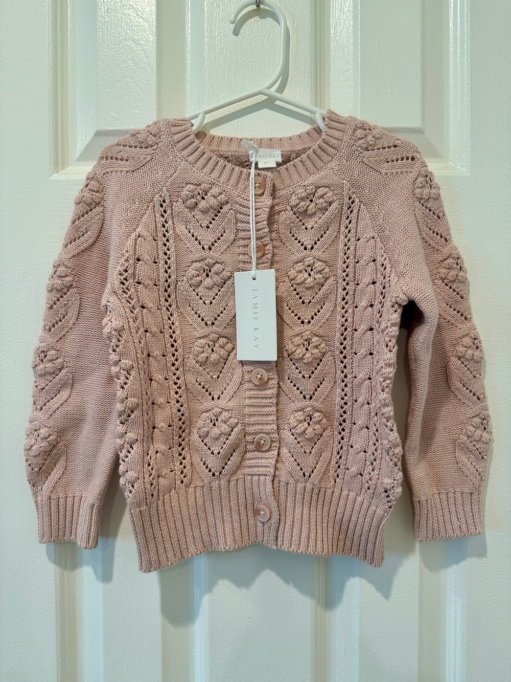 NWT Jamie Kay Toddler Sophie Knit Cardigan, dusty pink. Size 3Yr.